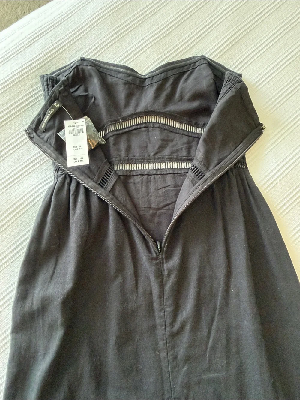 NWT Abercrombie Strapless Black Linen-blend Midi Dress - Small Tall - Picture 10 of 12